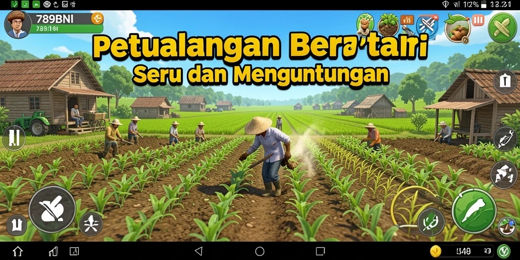Tampilan gameplay seru 789BNI dengan aktivitas bertani.