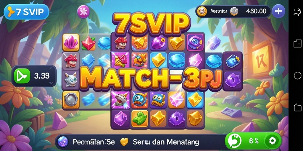 Tampilan gameplay Match-3 yang seru dan menantang di 7SVIP.