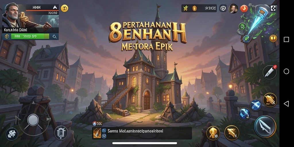 Tangkapan layar gameplay 8HHH menampilkan pertahanan menara yang kuat.