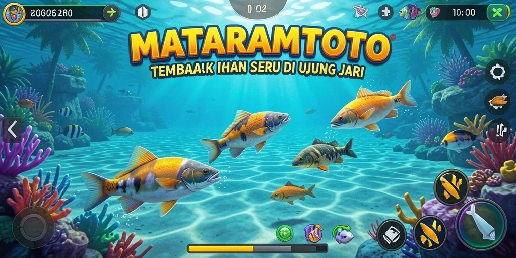 Tampilan gameplay seru dalam MATARAMTOTO, menangkap ikan dengan beragam tantangan.