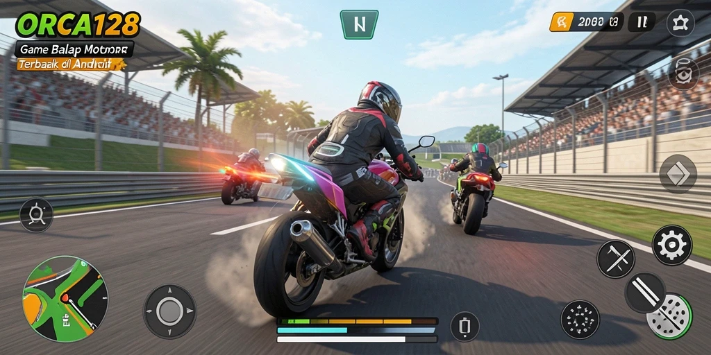 Gameplay menegangkan balap motor di ORCA128.