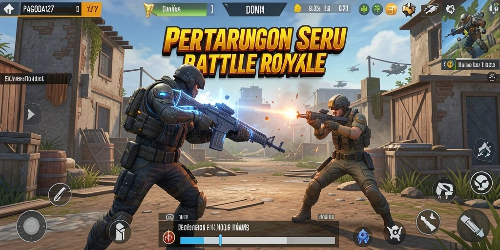 Screenshot menampilkan aksi seru dalam pertarungan Battle Royale di PAGODA127.