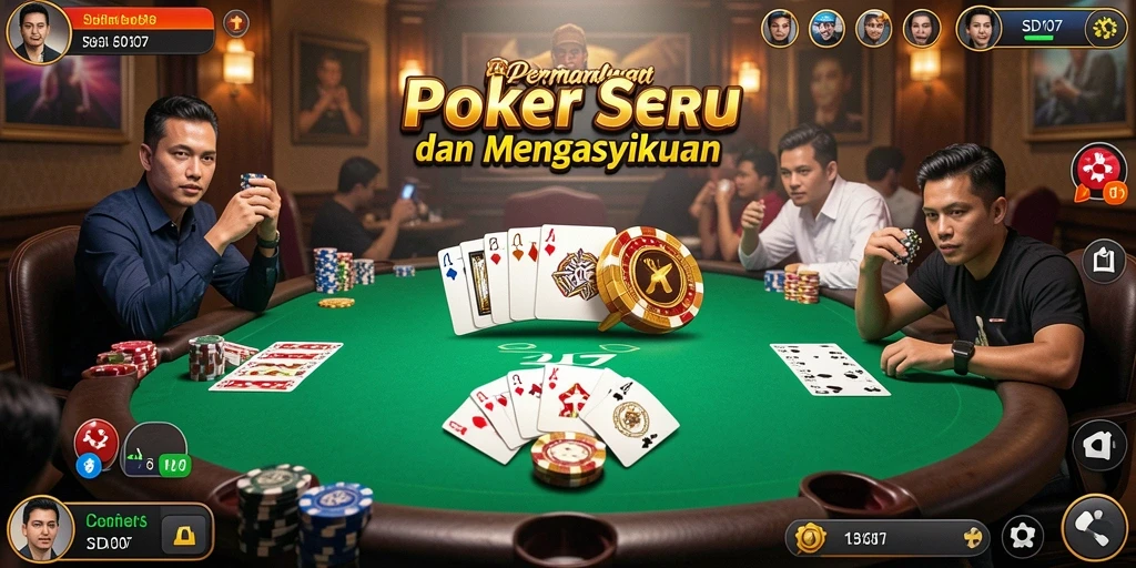 Screenshot gameplay SD107 menampilkan aksi seru dalam permainan Poker.